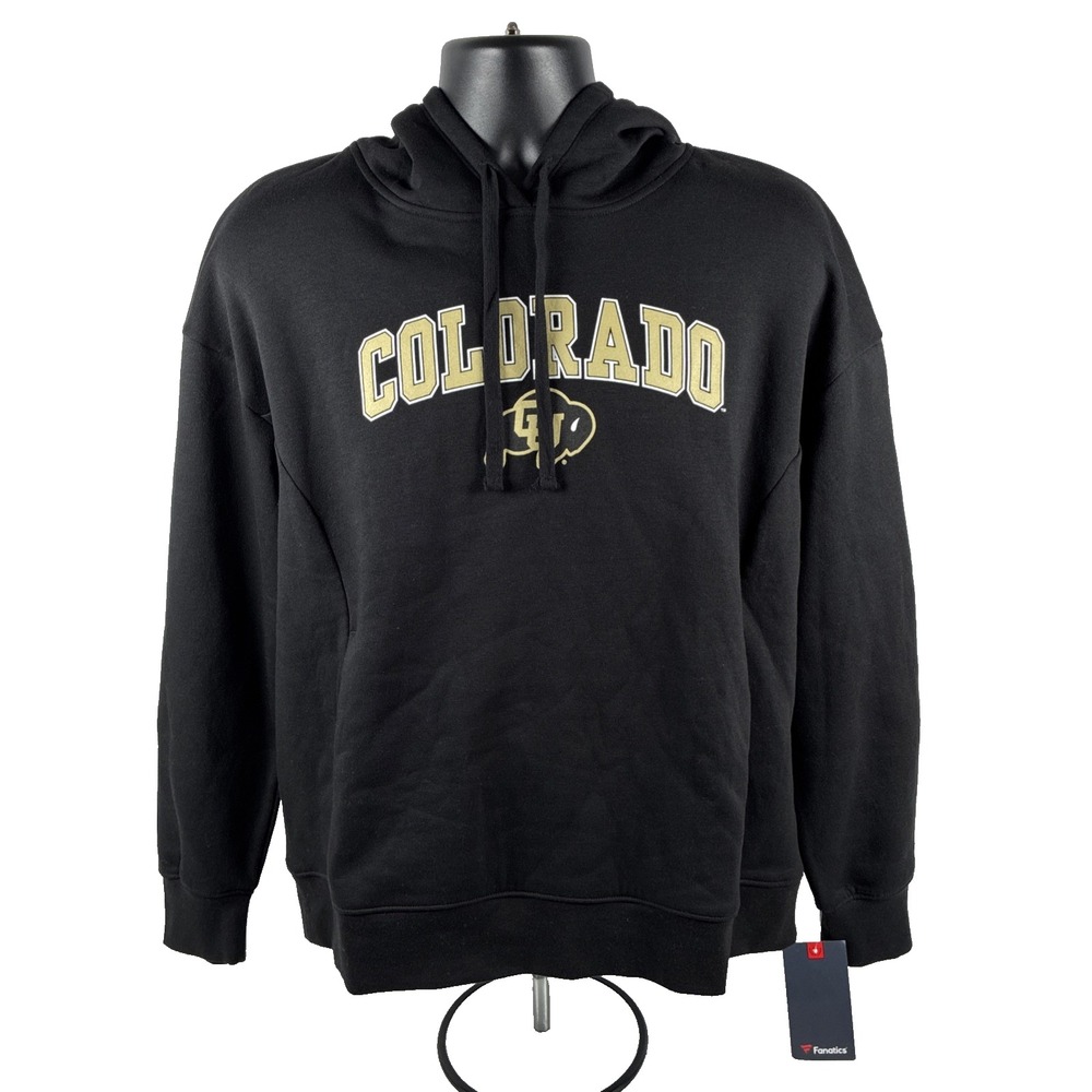 New Mens Fanatics Colorado Buffaloes Hoodie Sweatshirt Size Large NWT Black